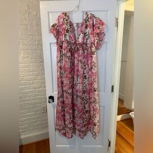 Vestique pink floral maxi dress